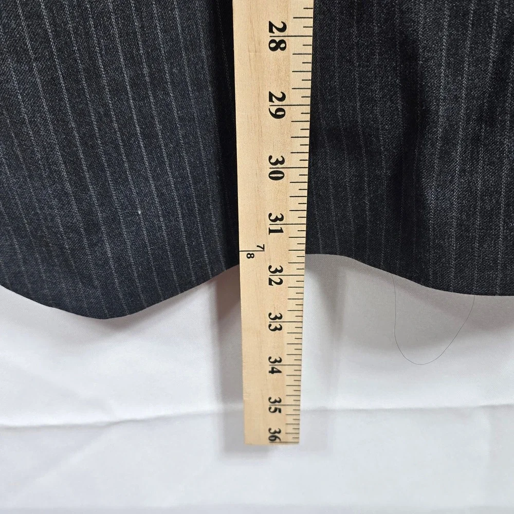 J. Ferrar Wool Pinstripe‎ Suit Set Blazer & Trousers Dark Gray Men's 48R, 37x29